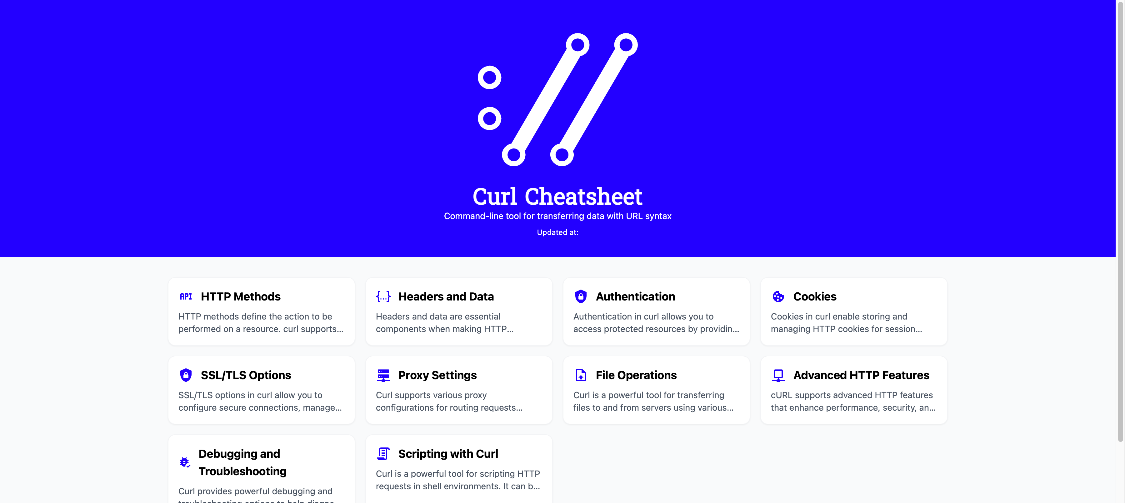 Curl Quick Reference Cheat Sheet