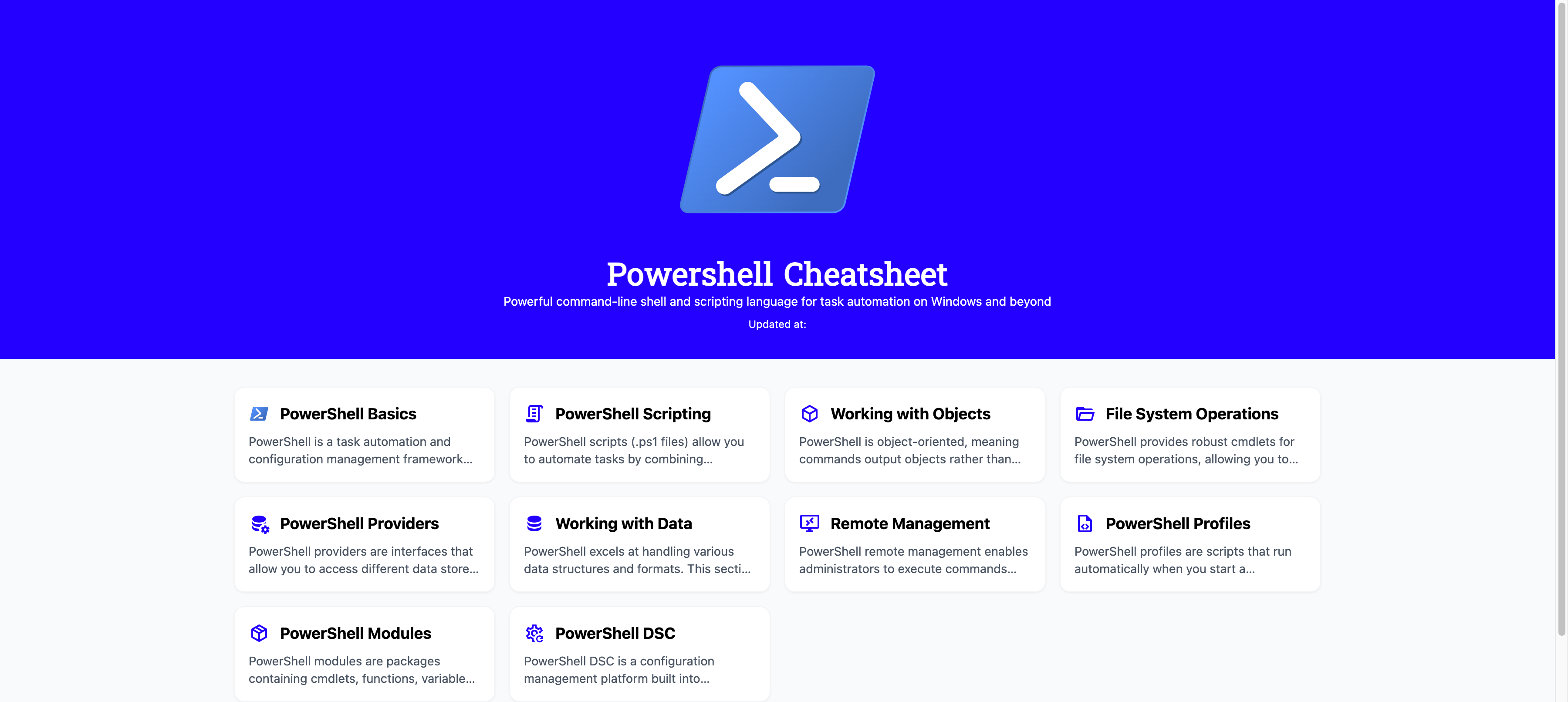 Powershell Quick Reference Cheat Sheet