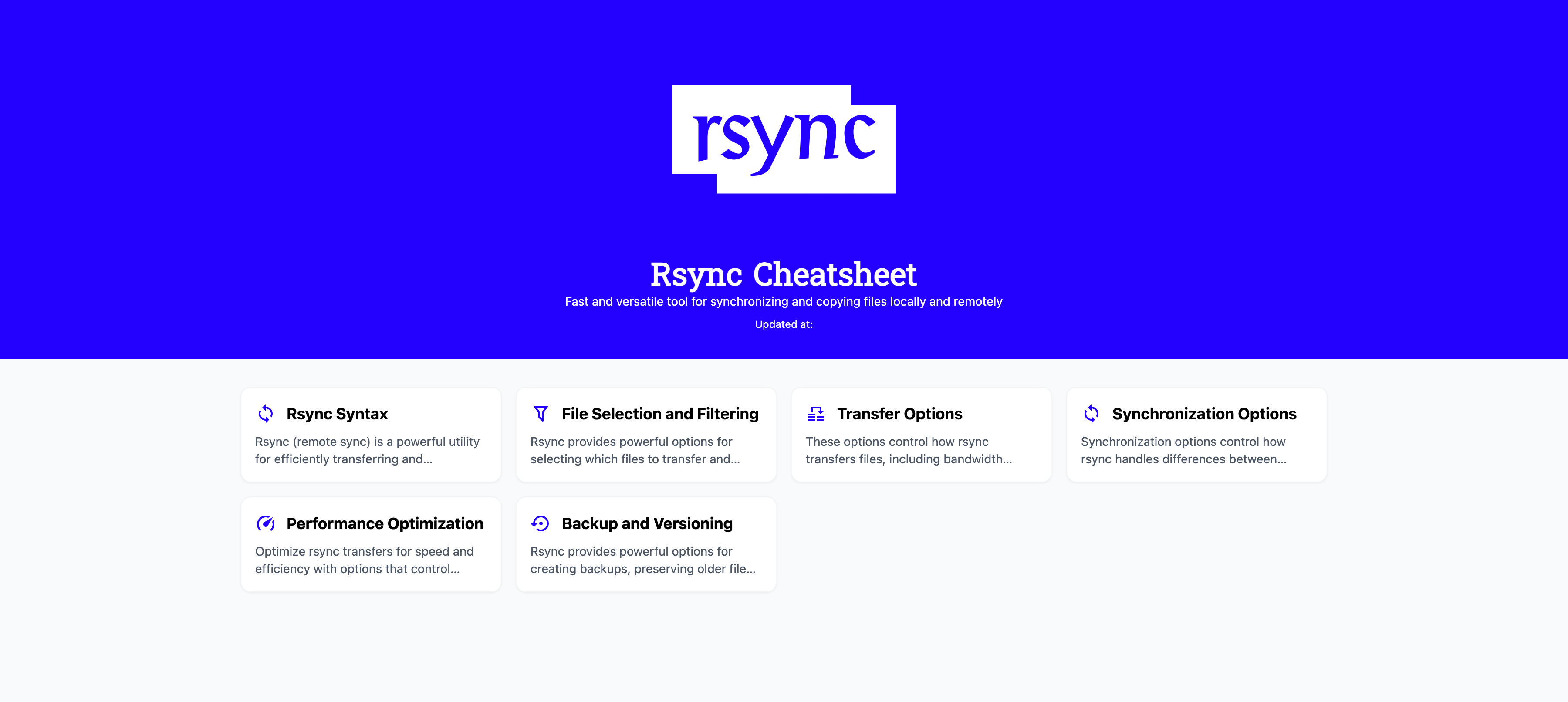 Rsync Quick Reference Cheat Sheet